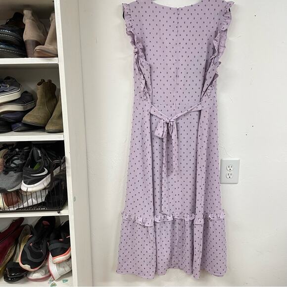 Clover & Sloane Purple Swiss Dot Cottage Core Ruffled Mini Dress Womens 22 Girly - Picture 9 of 10
